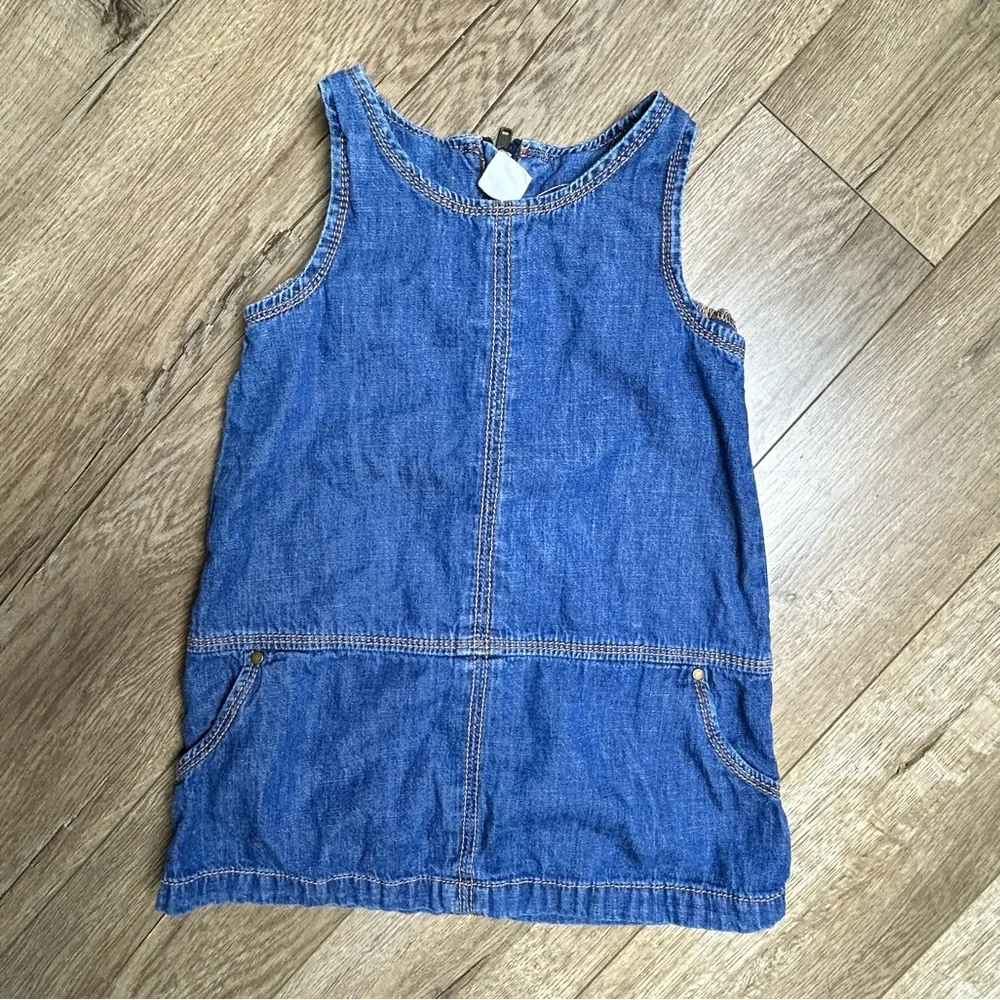 Gap Kids Denim Dress Girls Size 2T Blue Jean Jumper Pockets Zipper